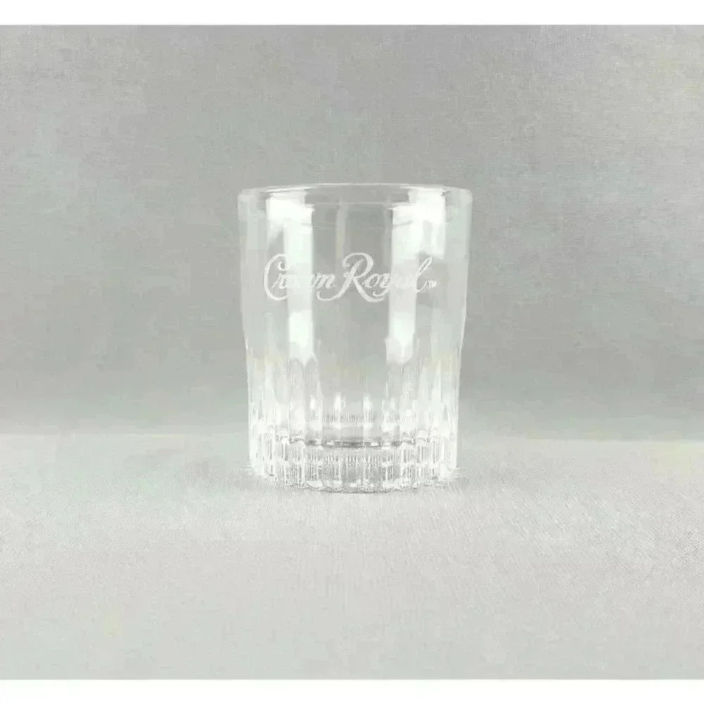 Crown Royal Old Fashioned Glass Canadian Whisky Ribbed Lowball, Embossed, Rocks